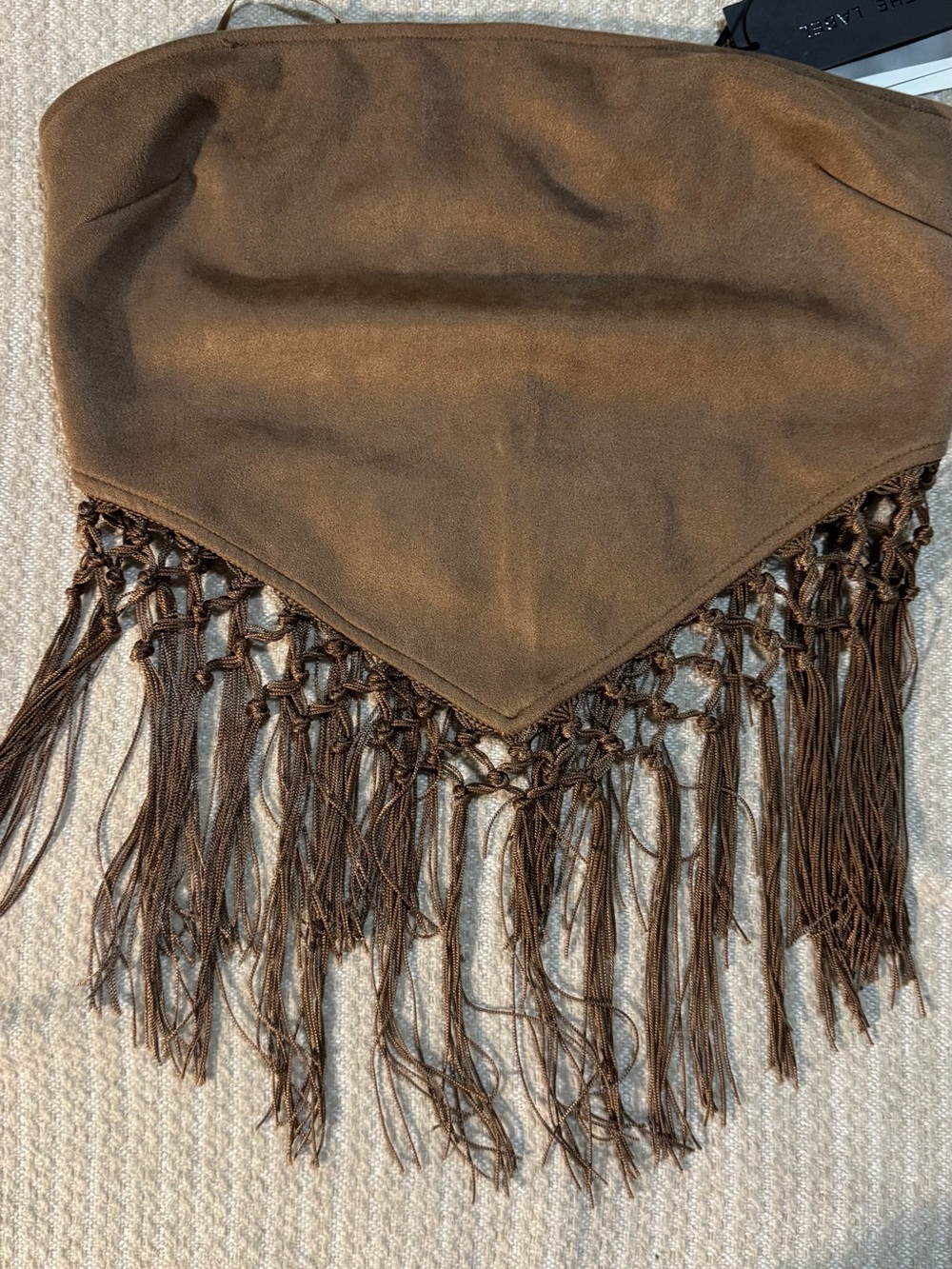 Brown Fringe Crop Top - Boho Strapless Women’s Summer Top
